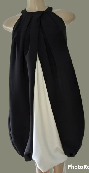 Gabrielle Union Dresses | Sm. Gabrielle Union Halter Neck Bubble Mini Dress | Color: Black/White | Size: S | Queeniebees's Closet